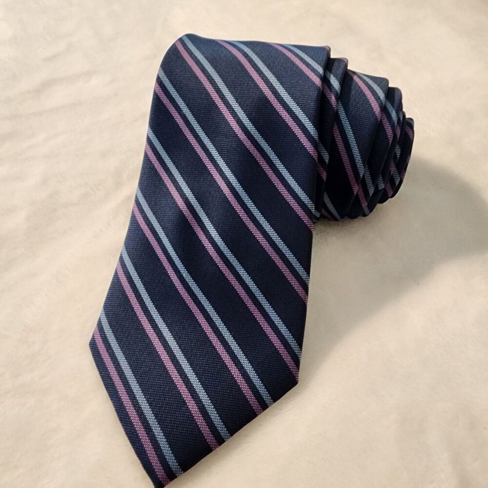 Lands' End Tie Blue and Purple Striped Classic Style Necktie